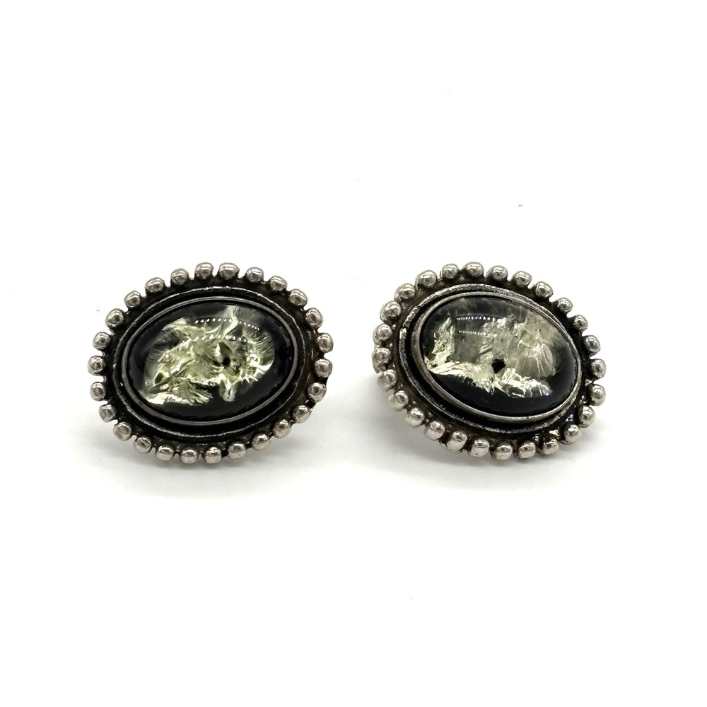 Amber Sterling Sterling Silver Earrings Studs Victorian Dotted Statement Gothic